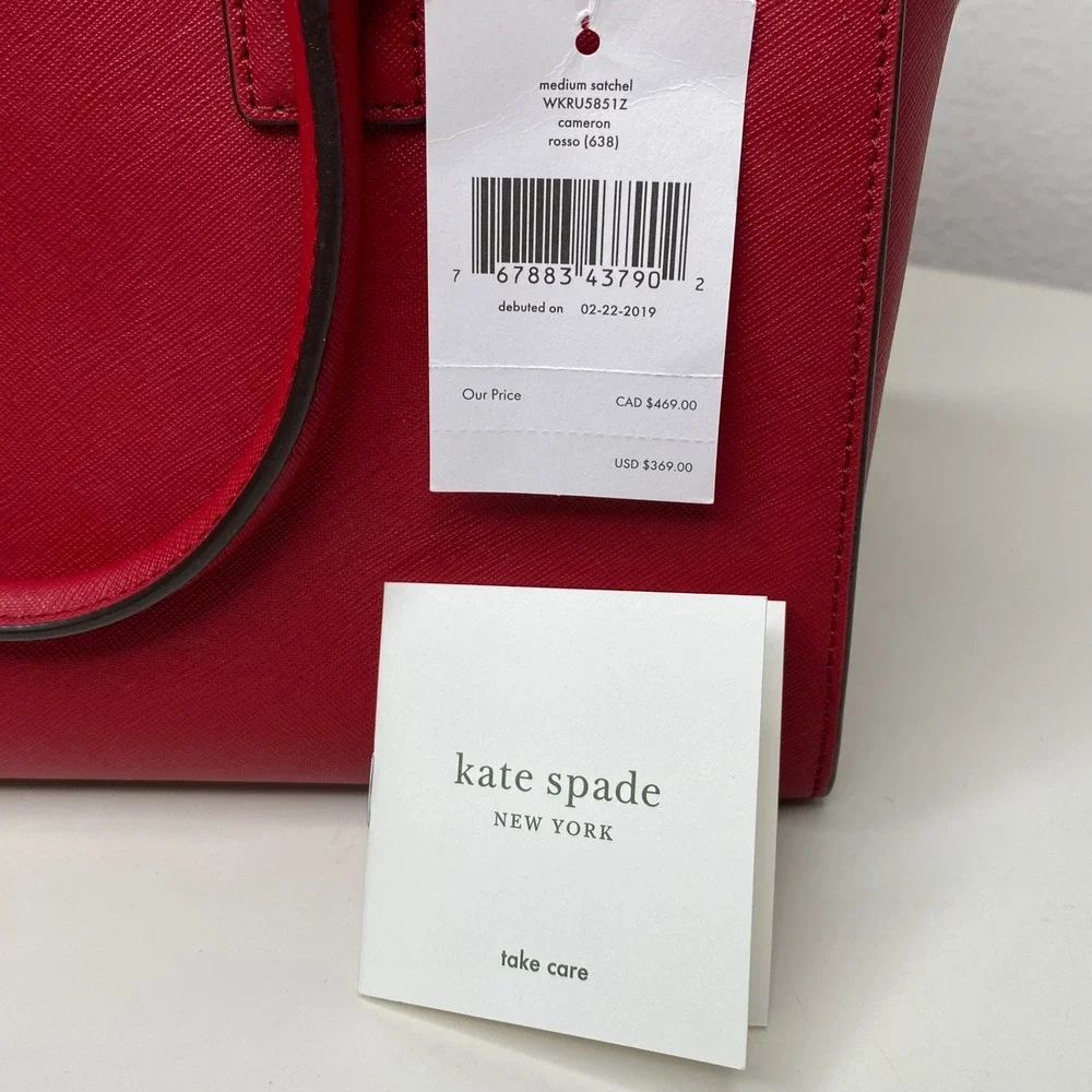 NWT Kate Spade Cameron Medium‎ Satchel Red Saffiano Leather Crossbody Handbag